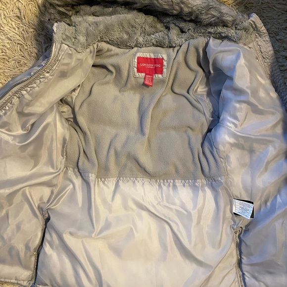 London Fog Girls Hooded Puffer Winter Jacket M( 10/12) light gray - Picture 12 of 16